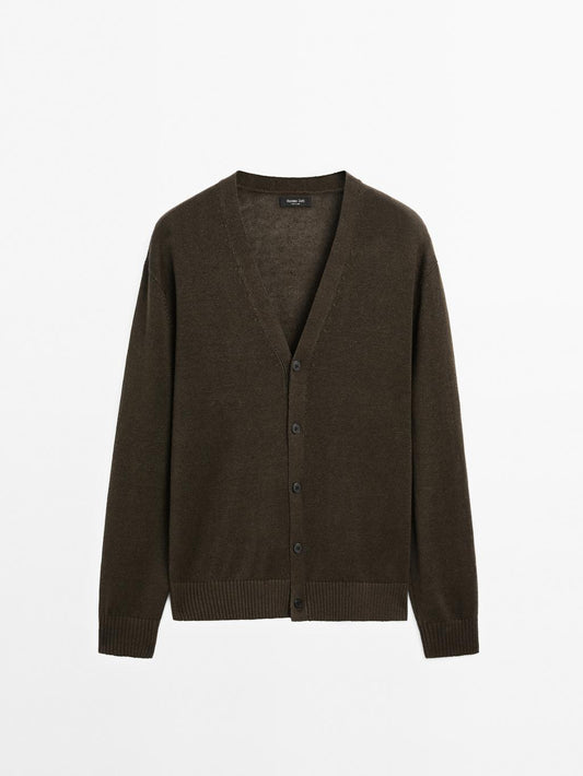 Knit linen blend cardigan