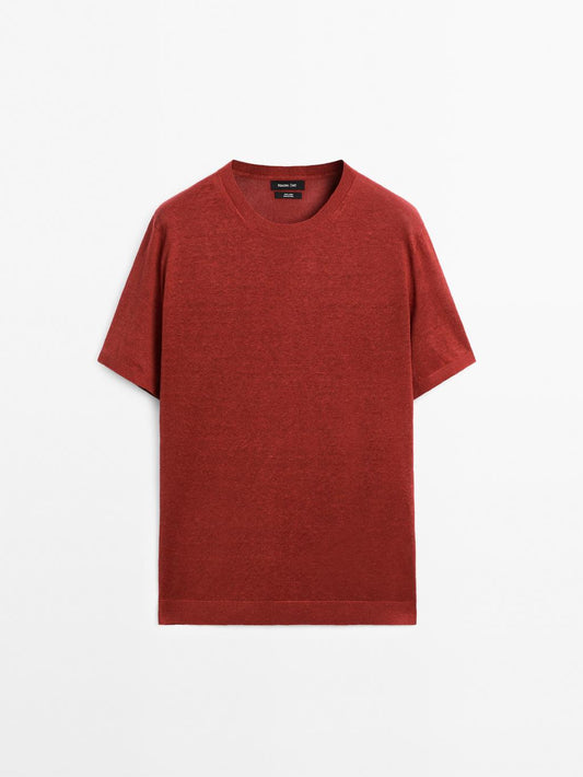 100% linen short sleeve knit T-shirt