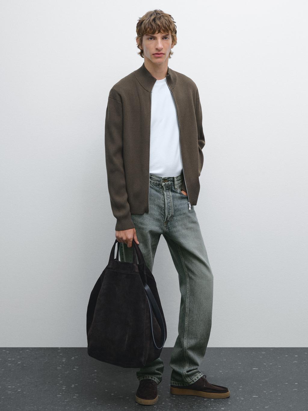 100% cotton zip cardigan