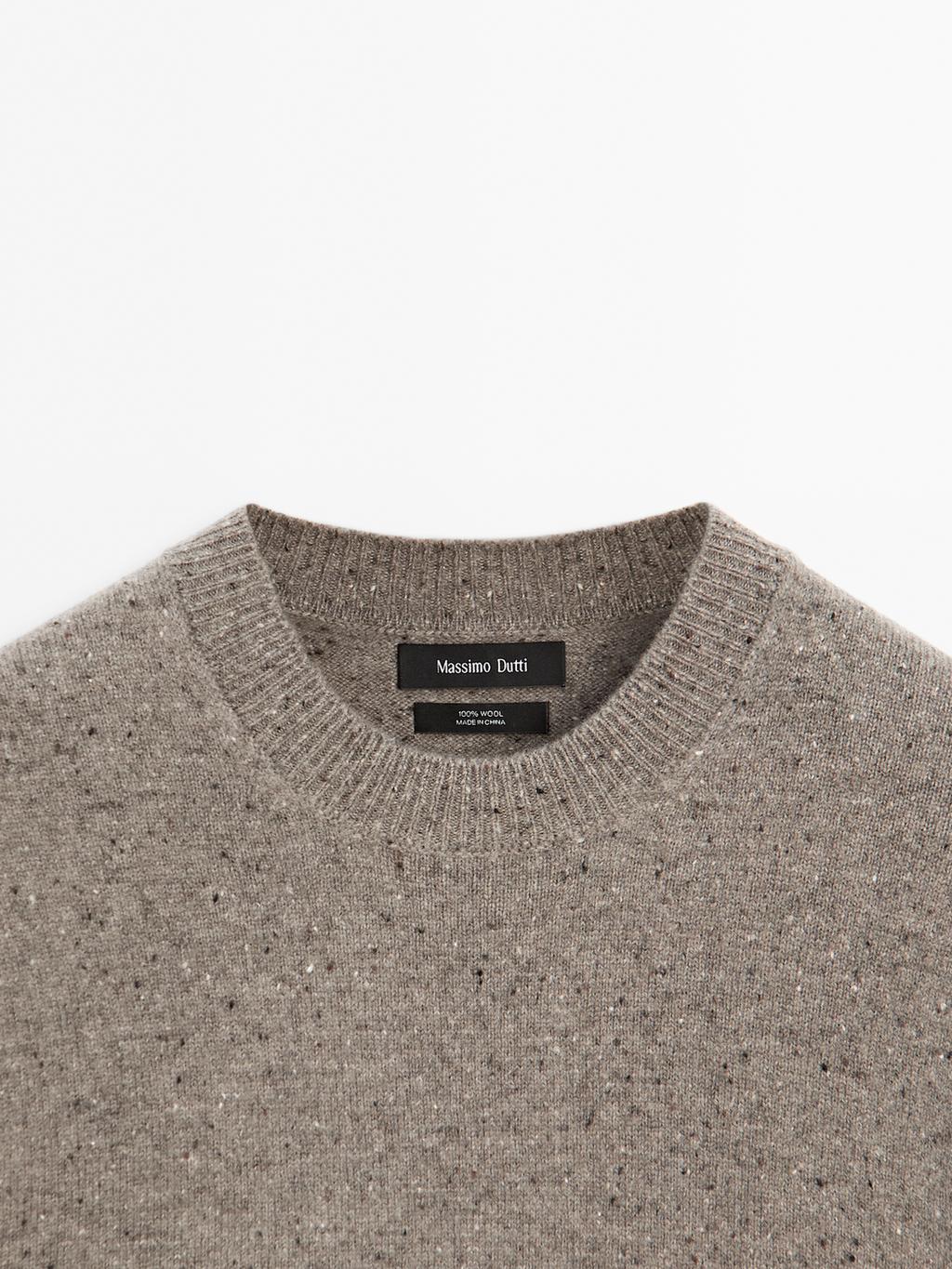100% wool knit crew neck sweater