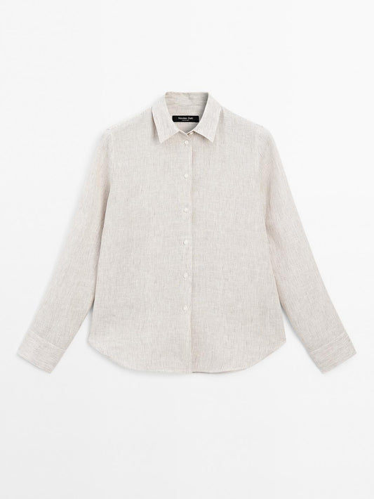 Pinstriped flowing linen shirt