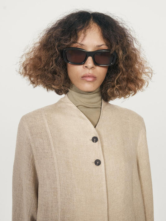 Wool blend overshirt with visible buttons