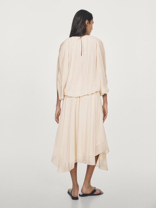 Flowing asymmetric midi skirt