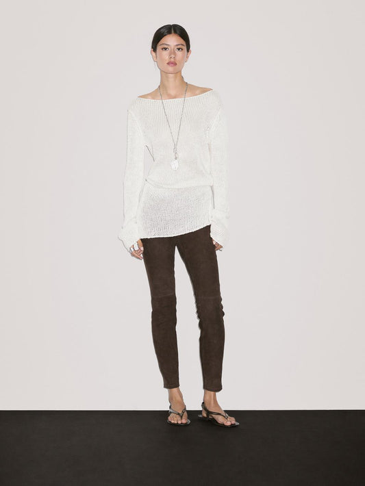 Suede leather leggings