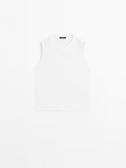 Mercerised cotton crew neck T-shirt