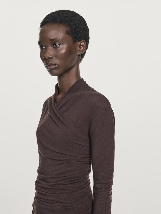 Draped long sleeve T-shirt