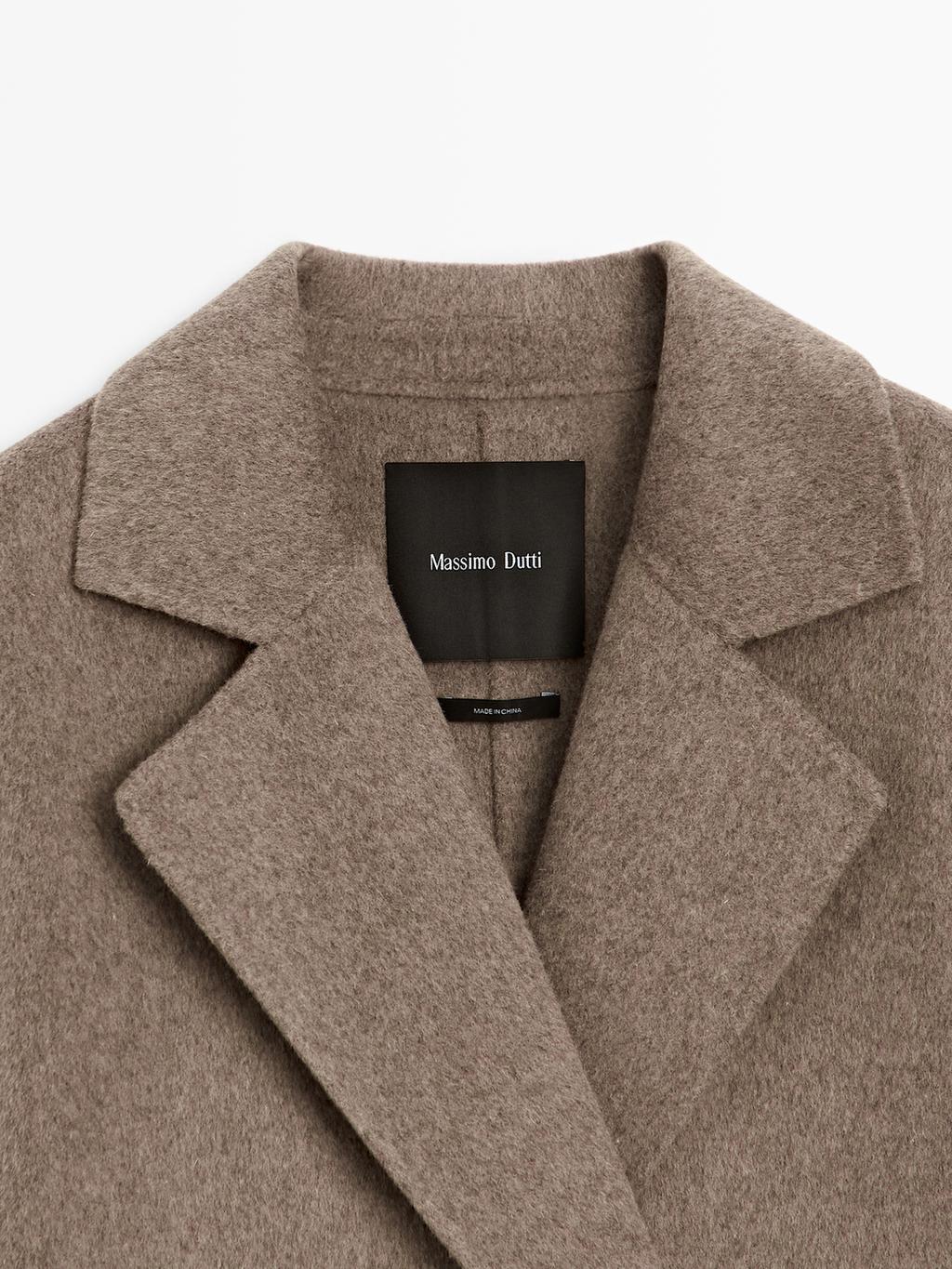 Long wool blend double-breasted coat