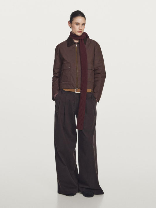 Short jacket with corduroy collar detail