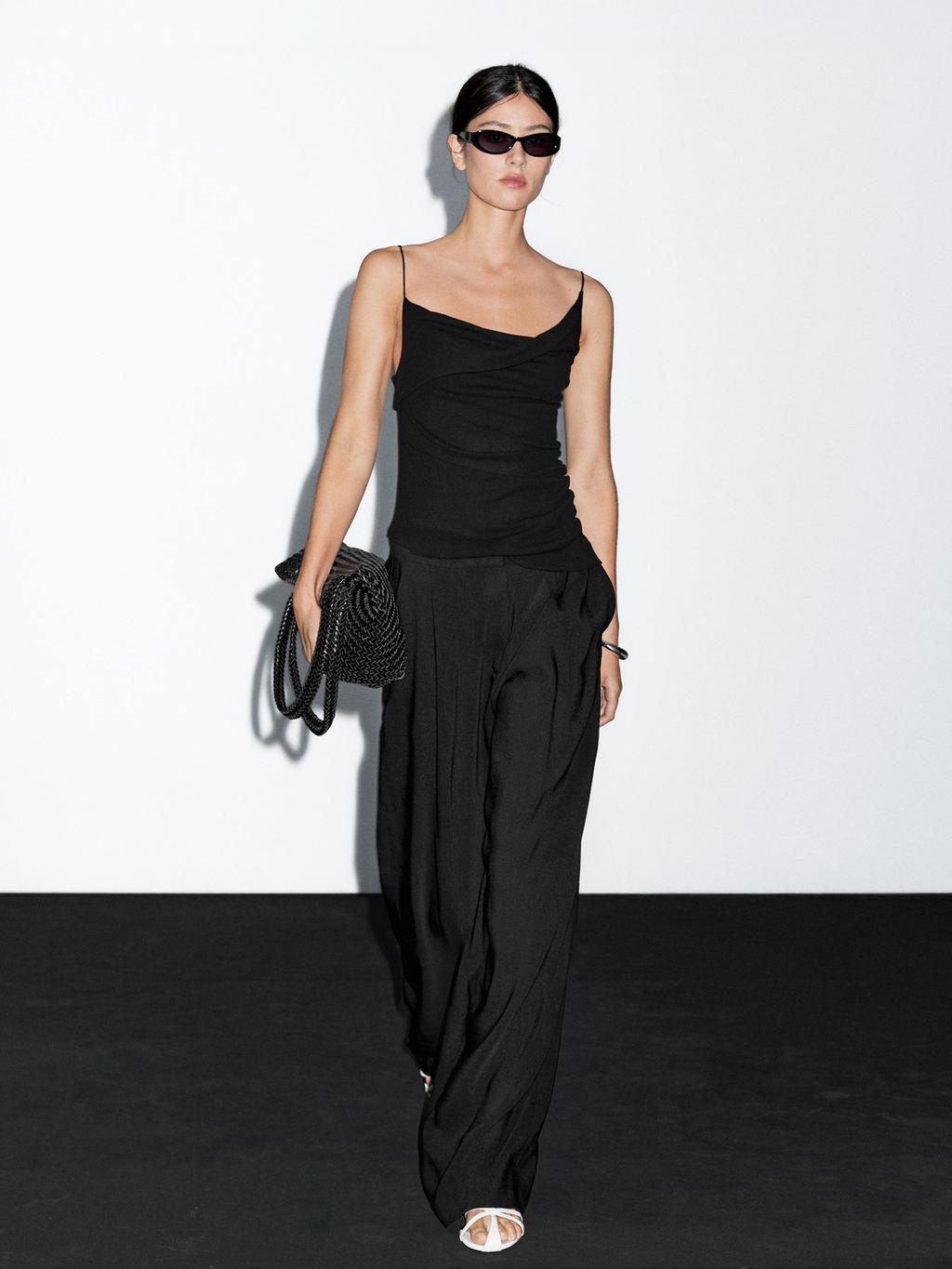 100% cotton top with asymmetric neckline