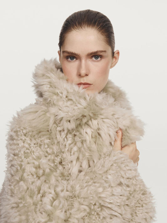 Short leather coat with fur - STUDIO