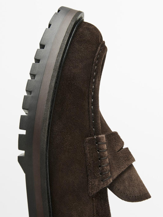 Track sole penny loafers