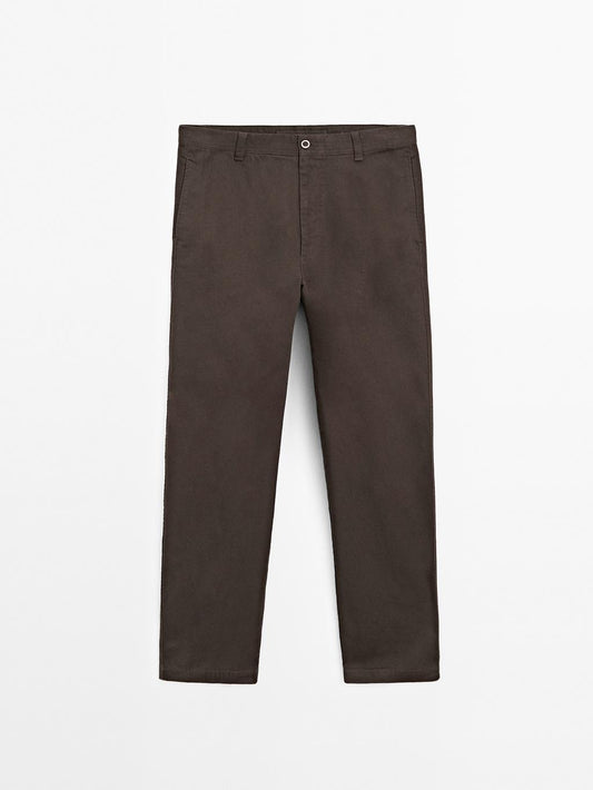 100% cotton wide-leg trousers