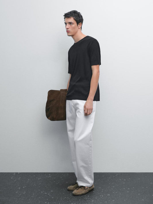 100% cotton T-shirt with ribbed trims