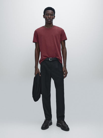 Lightweight short sleeve cotton melange T-shirt