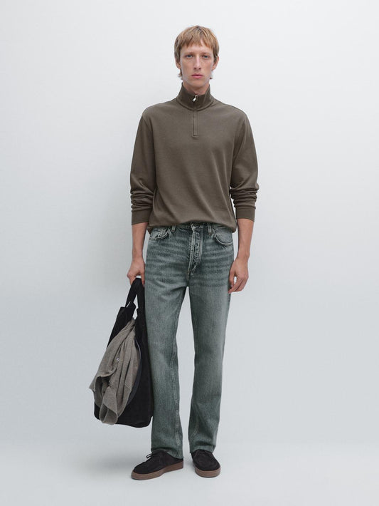 Zipped high neck polo shirt