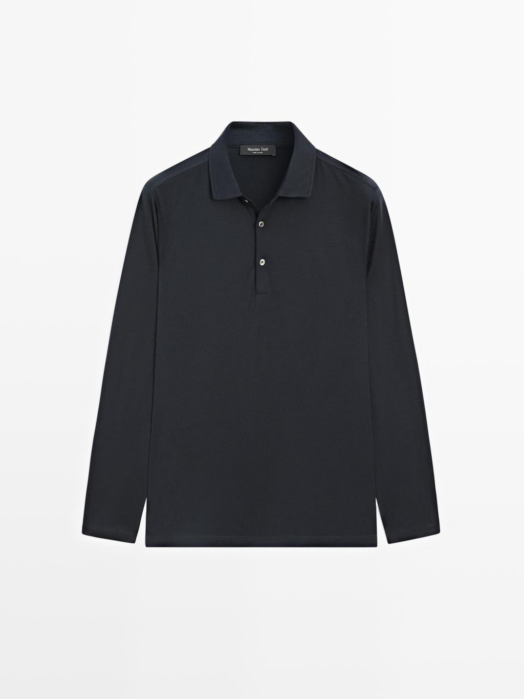 Wool blend knit polo sweater