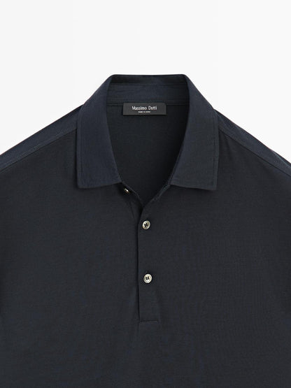 Wool blend knit polo sweater