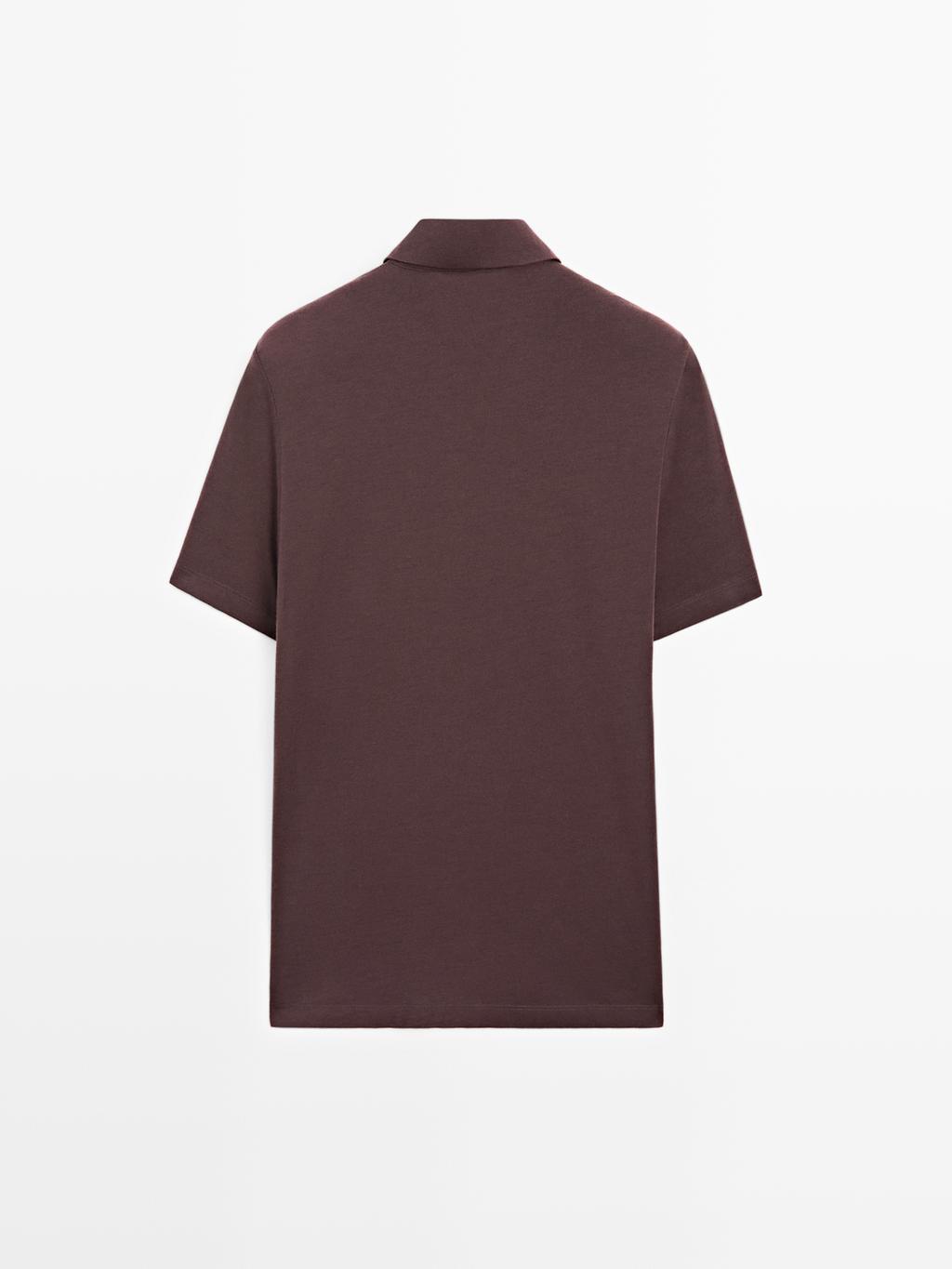 Short sleeve wool blend polo shirt