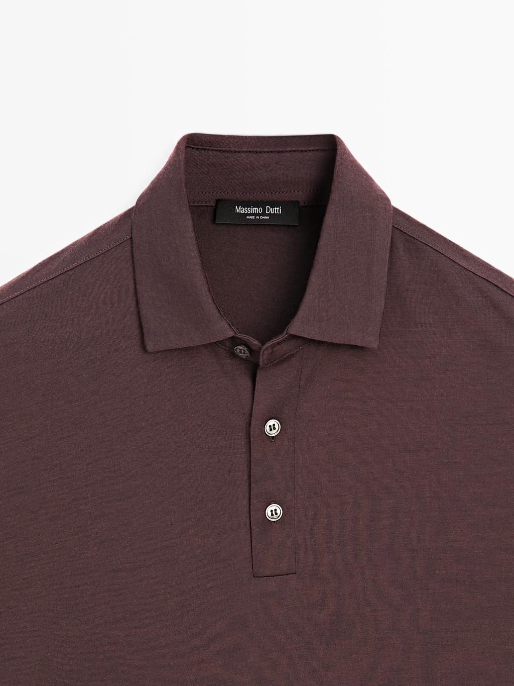 Short sleeve wool blend polo shirt