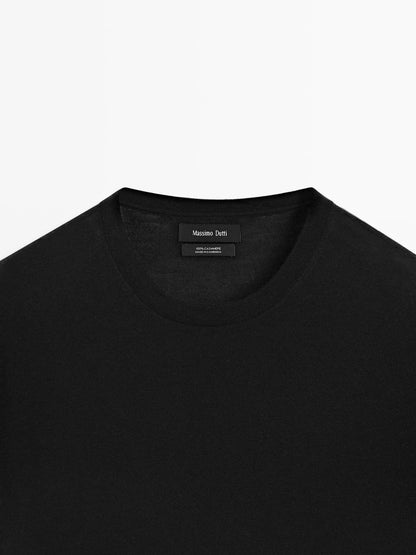 Knit 100% cashmere crew neck sweater