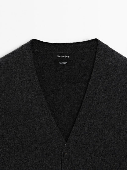 100% cashmere V-neck cardigan