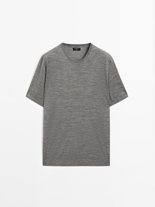 Short sleeve knit wool blend T-shirt