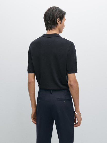 Cotton blend knit polo shirt