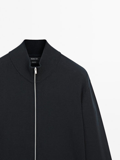 100% cotton zip cardigan