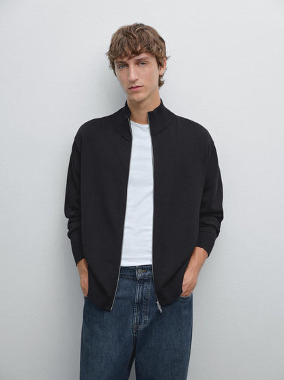 100% cotton zip cardigan