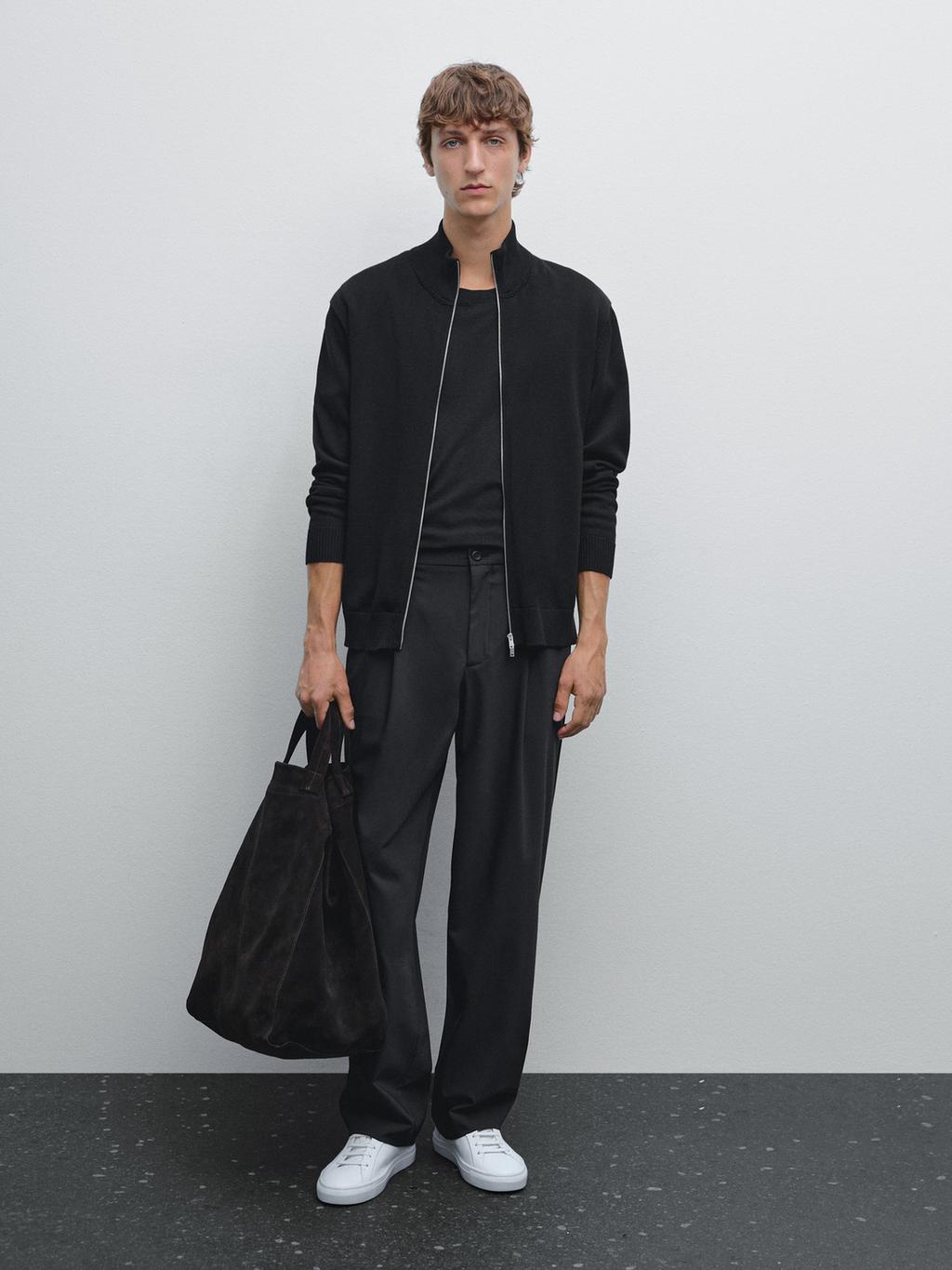 100% cotton zip cardigan