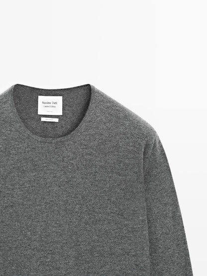 Knit 100% cashmere sweater with crew neck - LIMITED