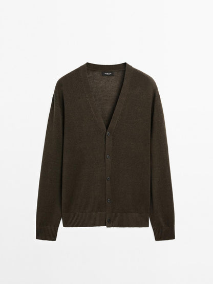 Knit linen blend cardigan