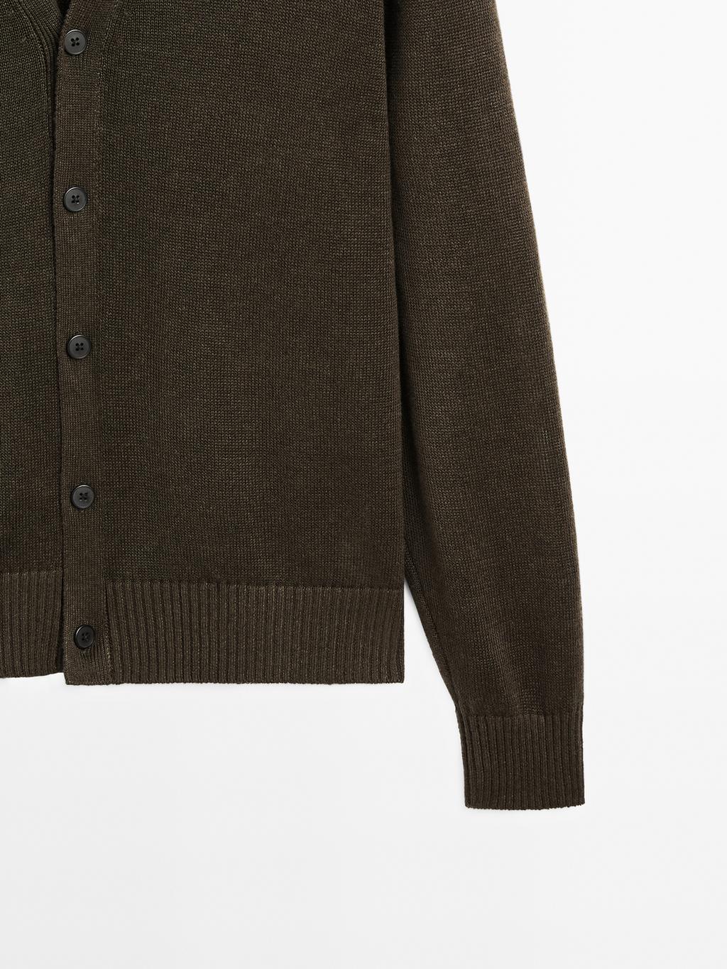 Knit linen blend cardigan