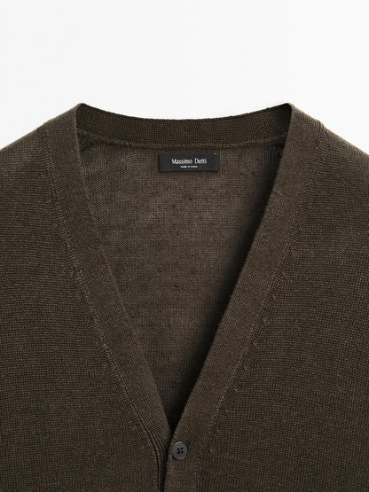 Knit linen blend cardigan
