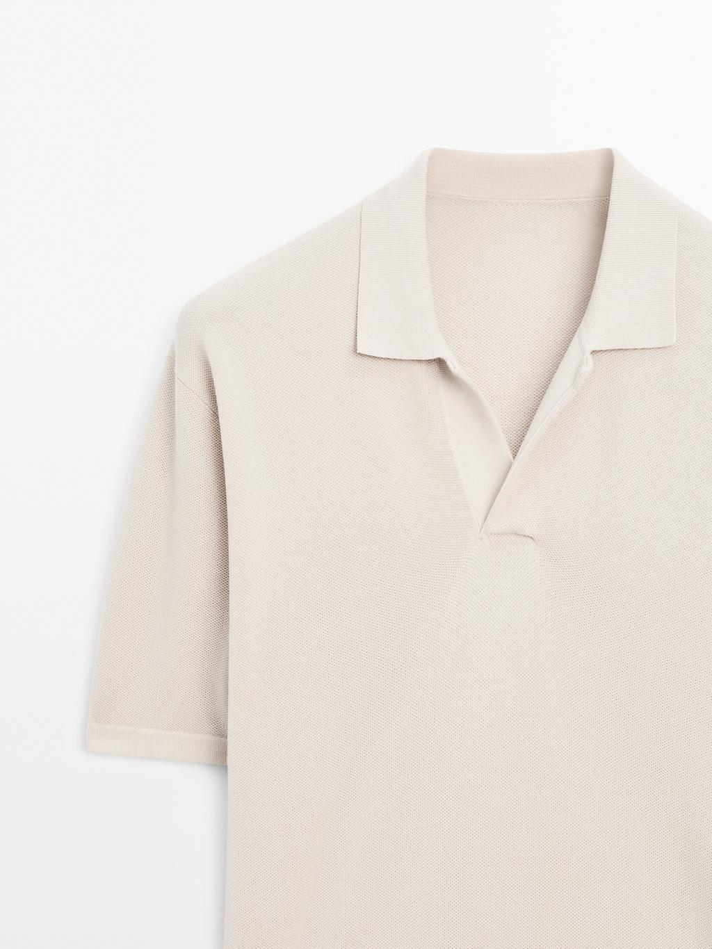 Knit V-neck polo shirt