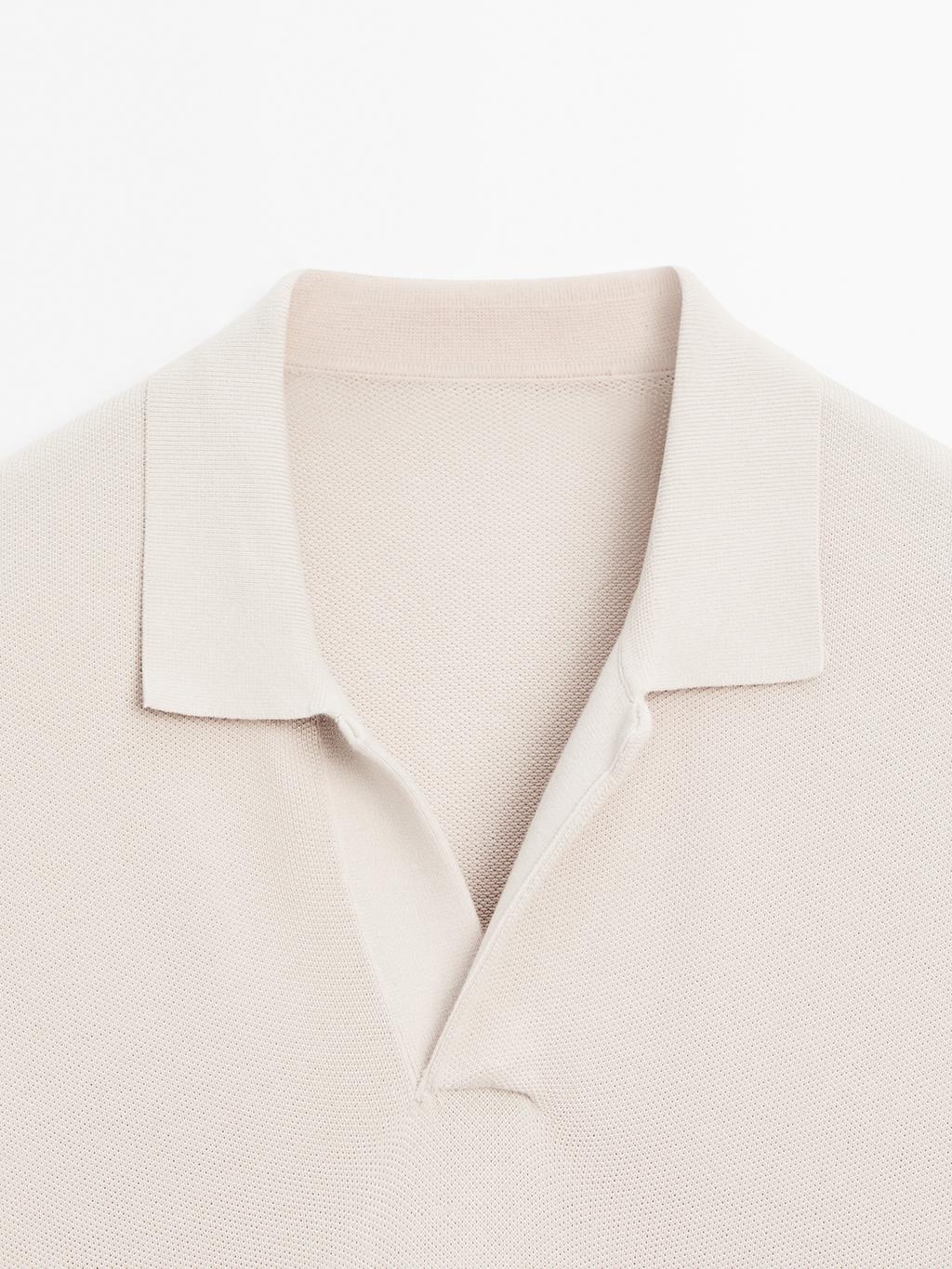 Knit V-neck polo shirt