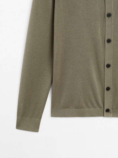 Cotton blend knit cardigan