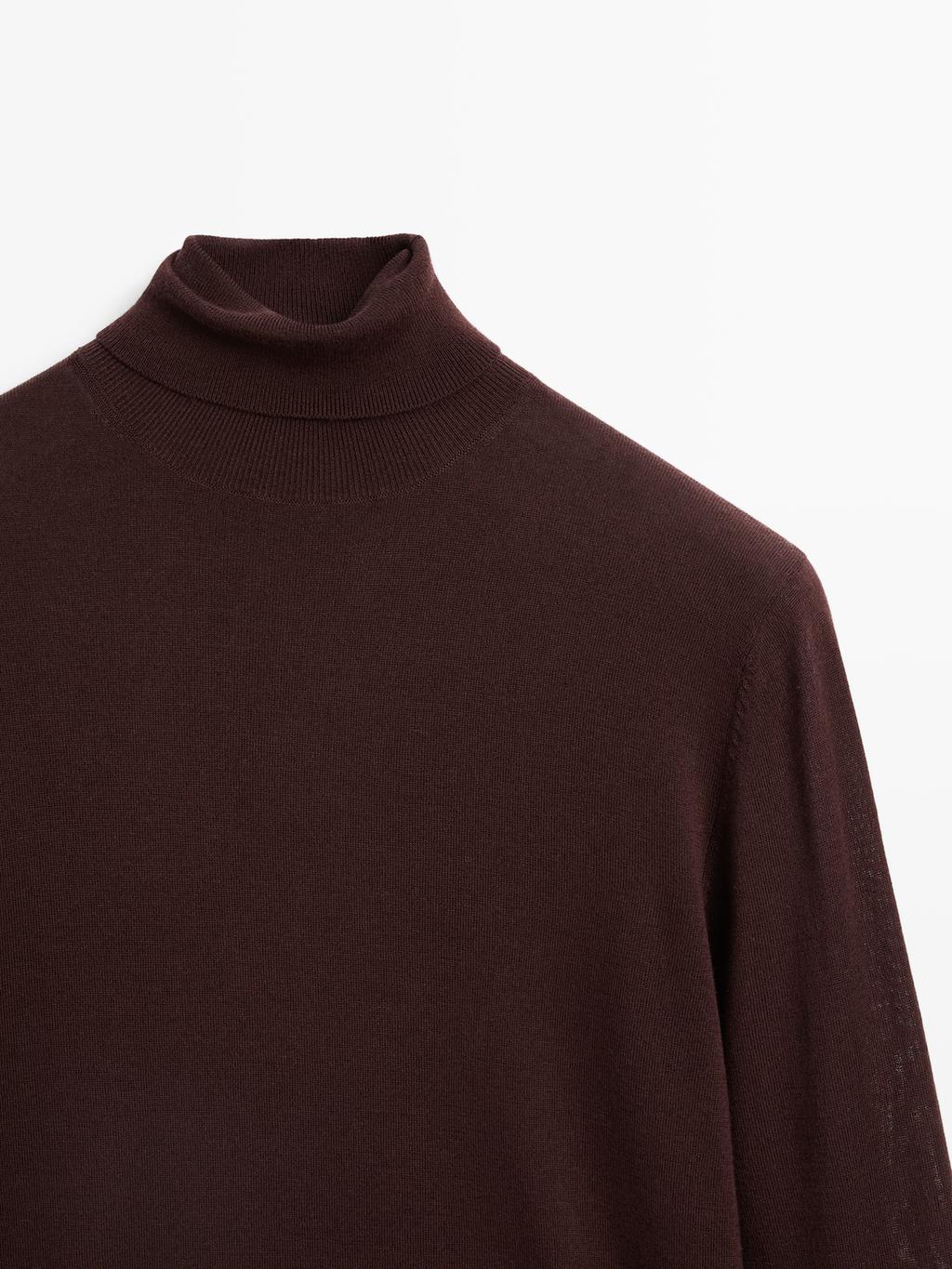 Wool blend high neck knit jumper