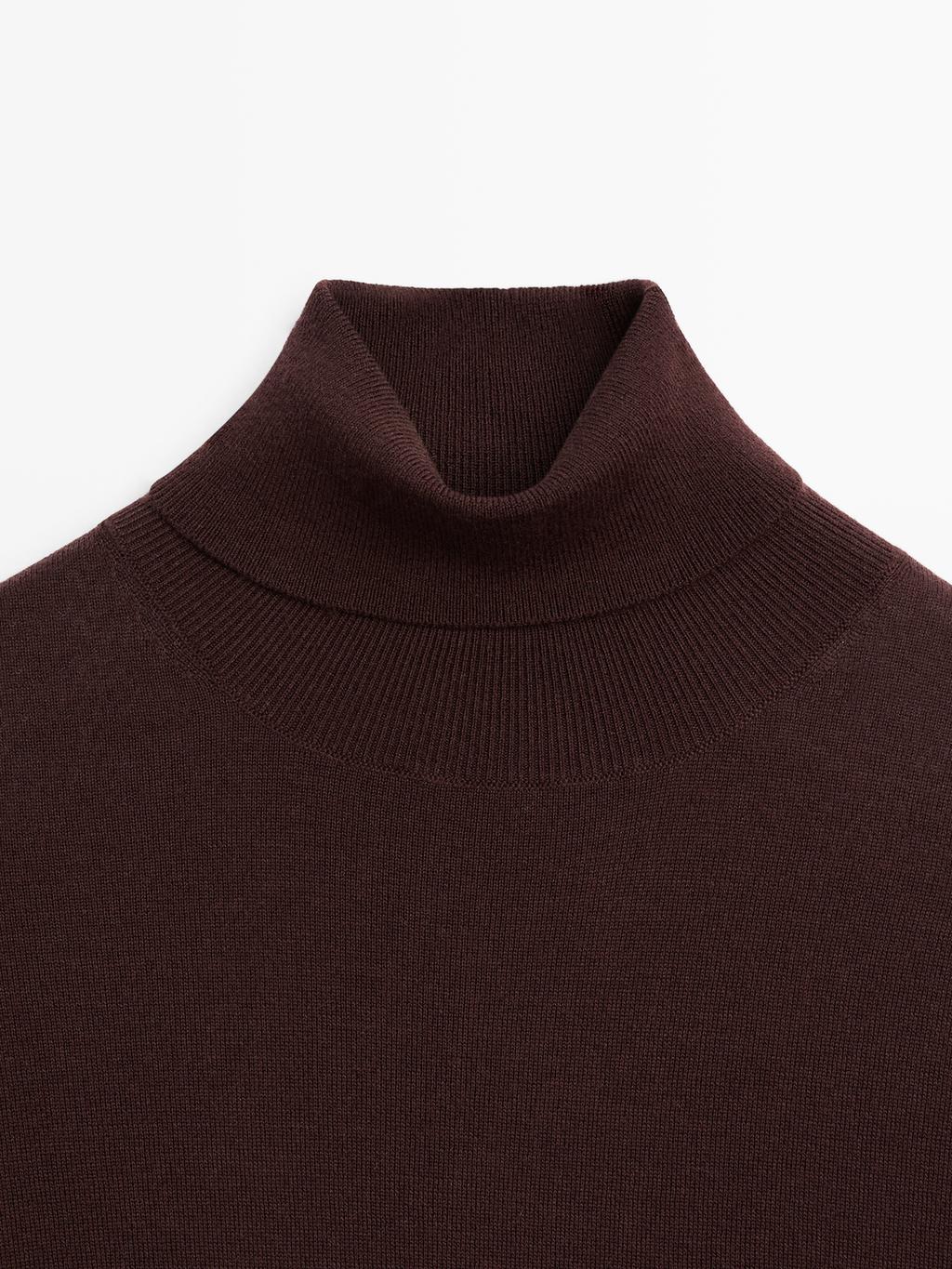 Wool blend high neck knit jumper