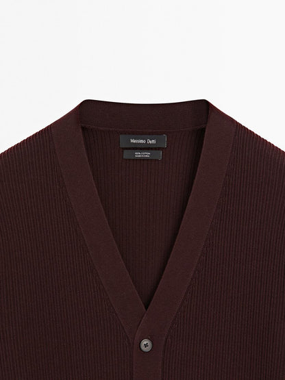 100% cotton textured knit cardigan