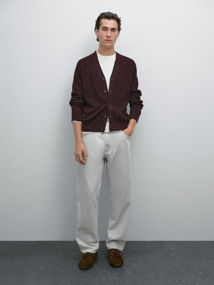 100% cotton textured knit cardigan