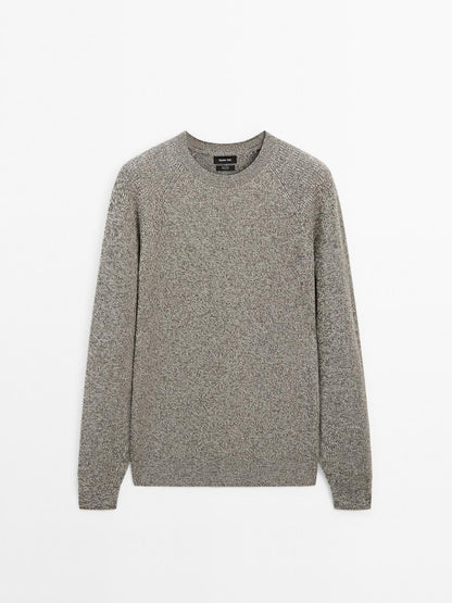 Crew neck mouline knit sweater