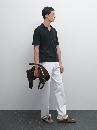 Knit V-neck polo shirt