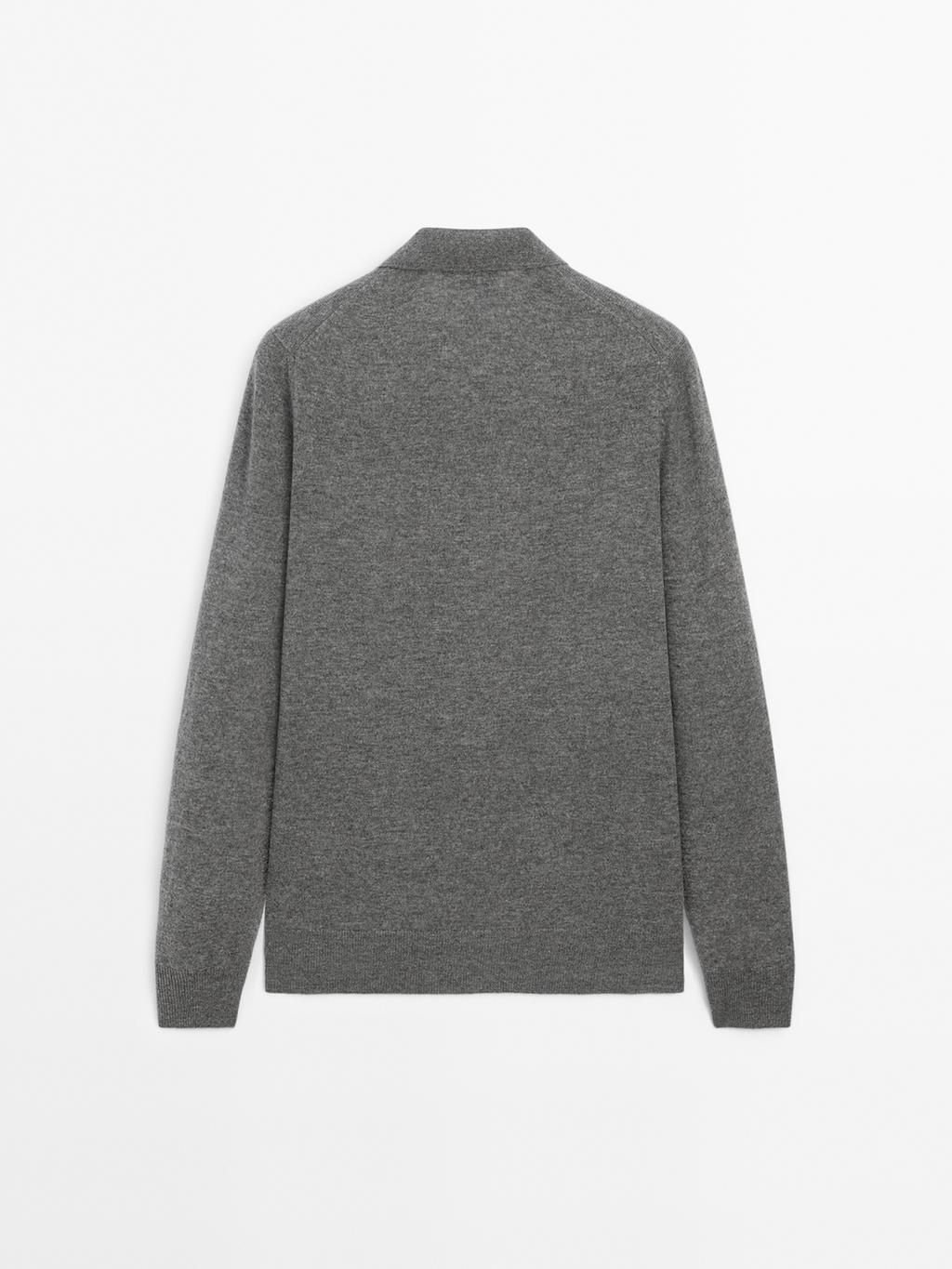 Wool blend knit polo jumper