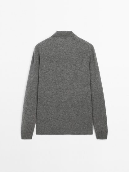 Wool blend knit polo jumper