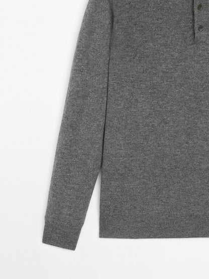 Wool blend knit polo jumper