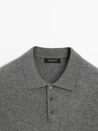 Wool blend knit polo jumper