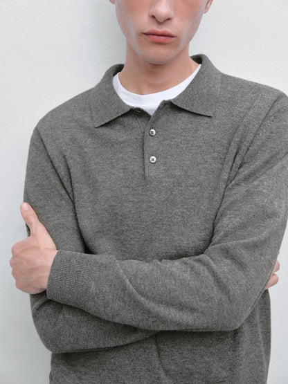 Wool blend knit polo jumper