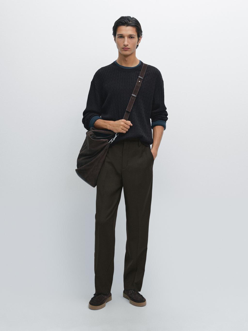 Cotton blend cable-knit sweater