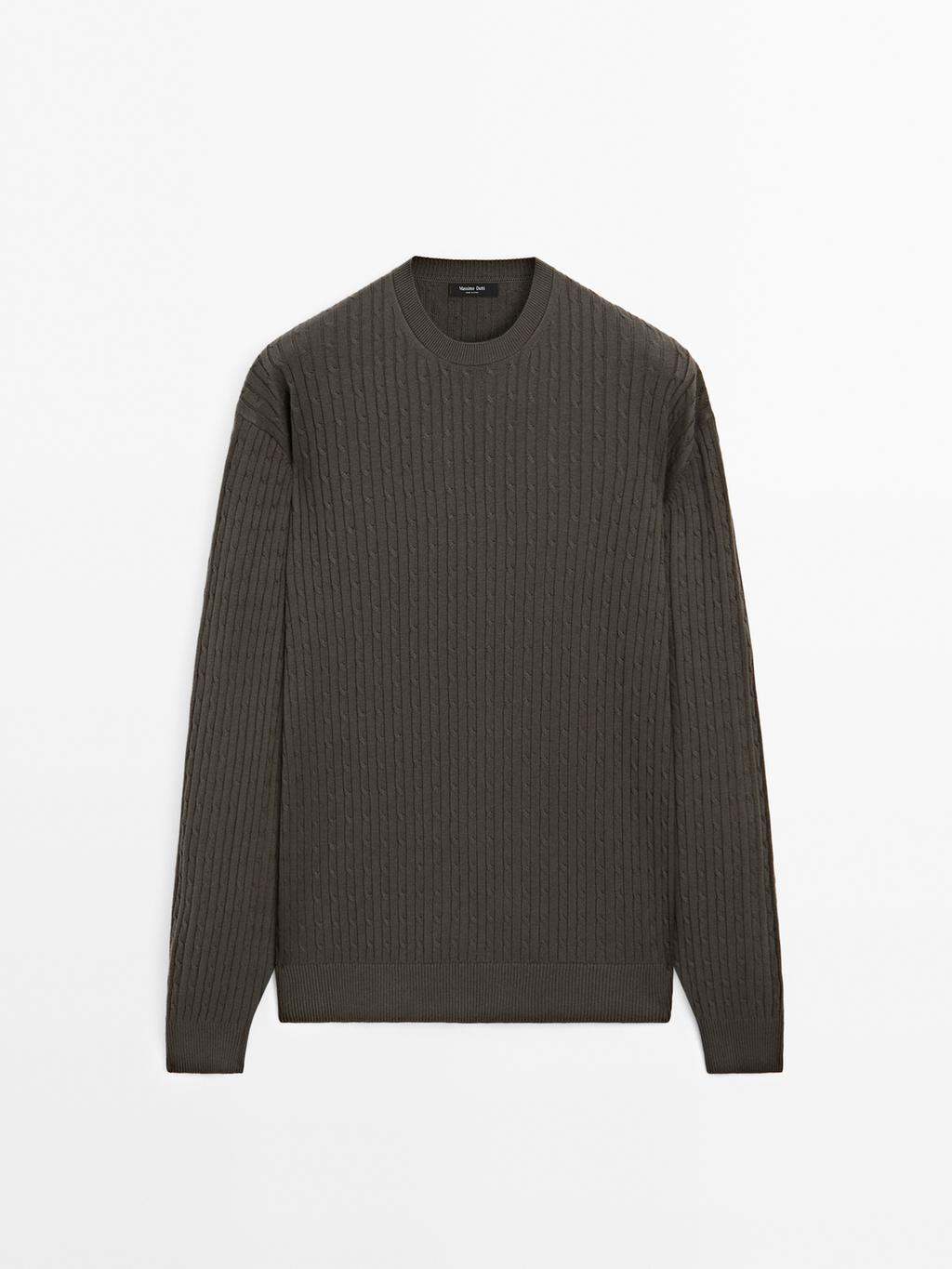 Cotton blend cable-knit sweater